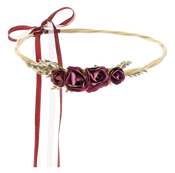 Roter Boho Haarkranz 18cm