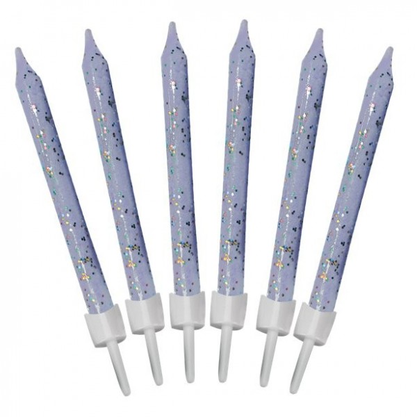12 glitzernde Tortenkerzen zart violett
