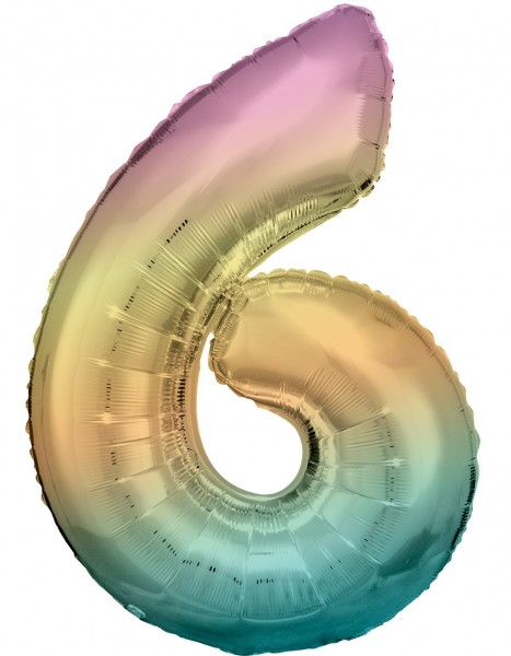 Edler Regenbogen Zahl 6 Ballon 86cm