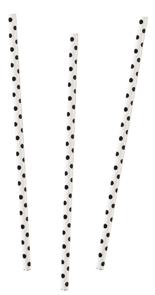 20 Black Polka Dots Strohhalme