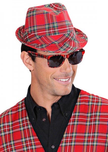Rot Karierter Fedora Hut 2