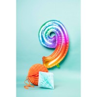Zahl 9 Super Rainbow Folienballon 86cm