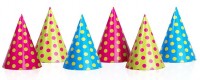 6 Festival of Colours Partyhüte 16cm