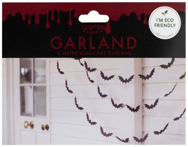 Schwarze Fledermaus Girlande 5m 3