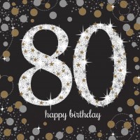16 Golden 80th Birthday Servietten 33cm
