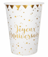 10 Joyeux Anniversaire Becher weiß-gold 270ml