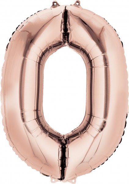 Zahlenballon 0 roségold 88cm
