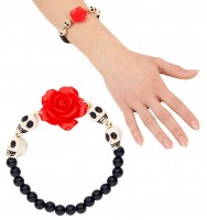 Totenkopf Armband Mit Roter Rose