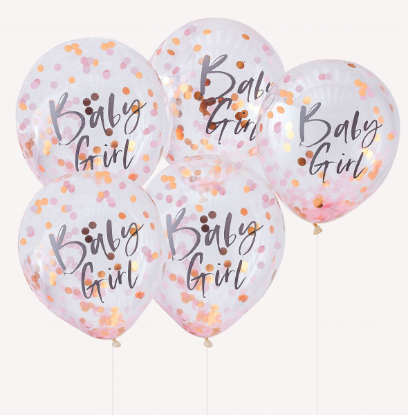 5 Newborn Star Baby Girl Konfettiballons 30cm