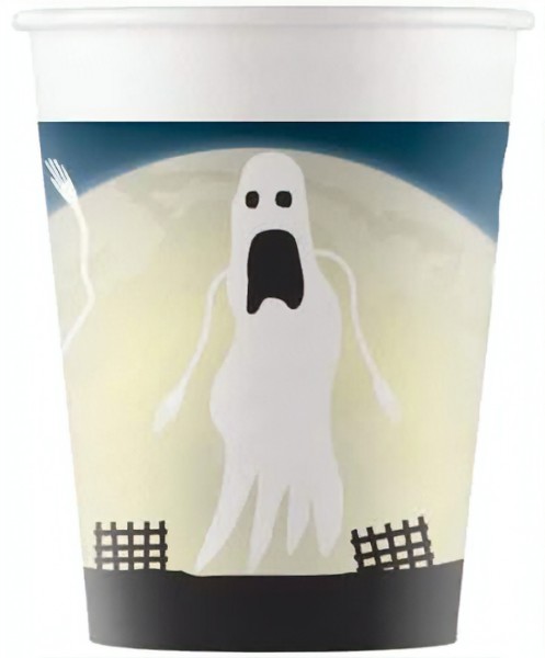 8 Halloween Scary Moon Pappbecher 200ml