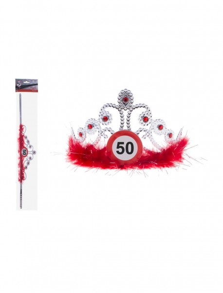 Achtung 50 Tiara mit Federn