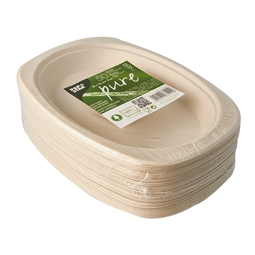 50 ovale Zuckerrohr Teller natur 23 x 16cm 2