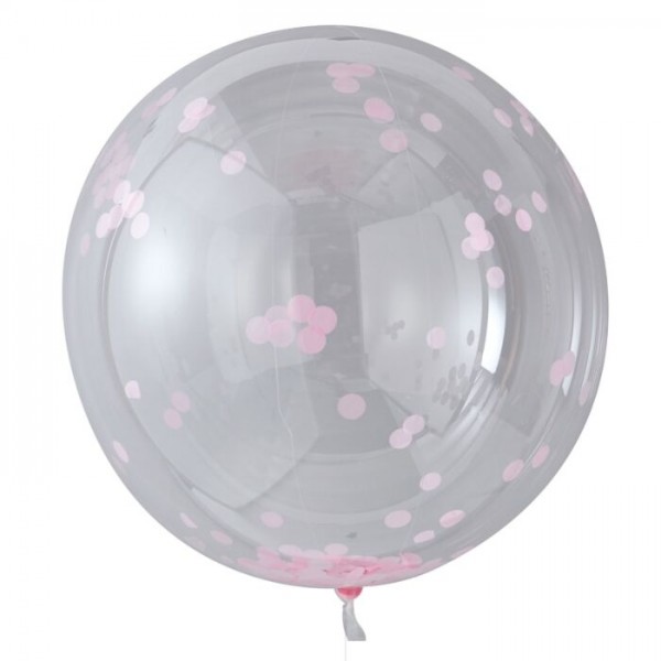 3 Hooray XL Konfettiballons rosa 91cm