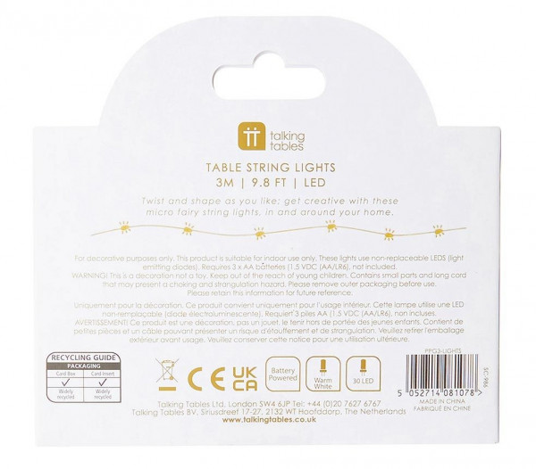 Silberdraht LED Lichterkette warmweiß 3m 3