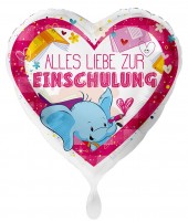 Pinker Einschulung Herzballon Elefant 43cm