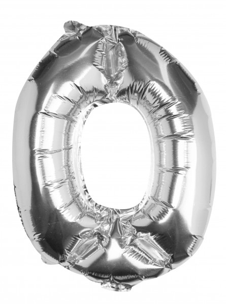 Silberner Zahl 0 Folienballon 40cm
