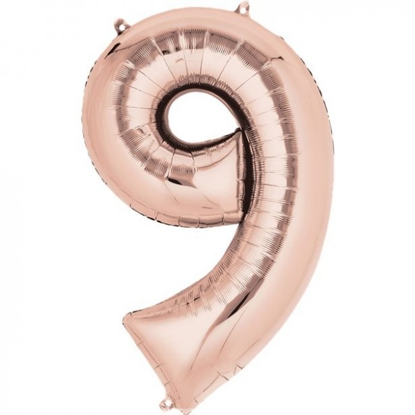 Zahl 9 Folienballon roségold 41cm