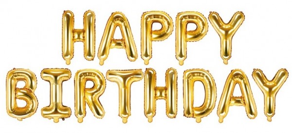 Happy Birthday Ballon gold 3,4m x 35cm