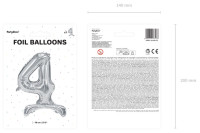 Vorschau: Silver 4 stehender Folienballon 70cm
