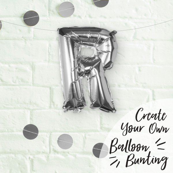 Silberner R Buchstaben Folienballon 40cm