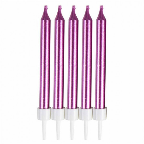 12 Tortenkerzen metallic pink 6cm