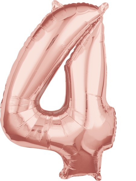 Zahl 4 roségold Folienballon 66cm