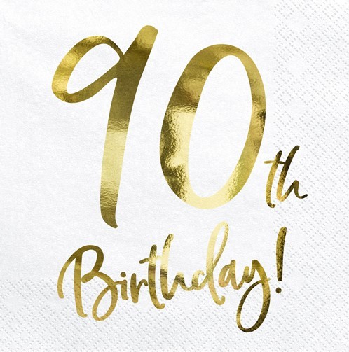 20 Glossy 90th Birthday Servietten 33cm