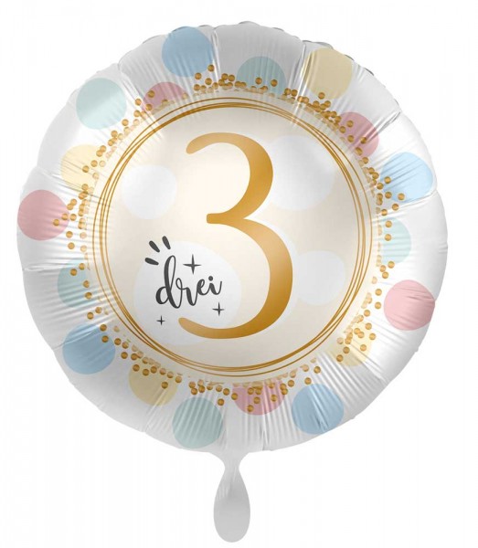 3. Geburtstag Folienballon soft Dots 45cm