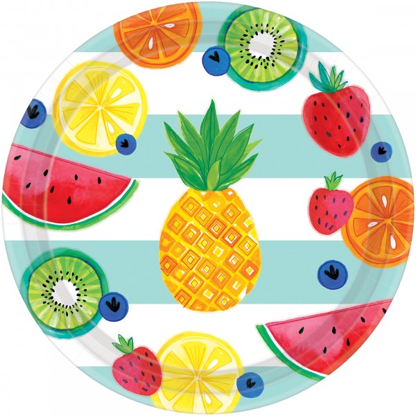 8 Tutti frutti Pappteller 26cm