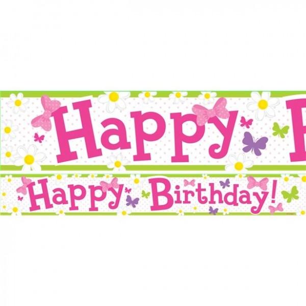 Flower Power Happy Birthday Banner