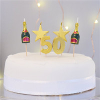 6 Skål till 50-års tårtljus
