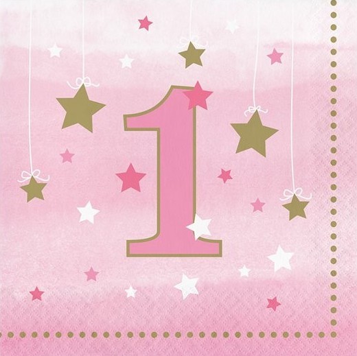16 Twinkle First Baby Girl Servietten 33cm