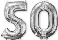 Folienballon Zahl 50 silber 66cm