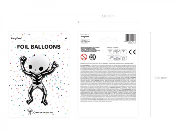 Boo Town Skelett Folienballon 84cm x 1m 6