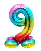 Regenbogen Zahl 9 Ballon 72cm