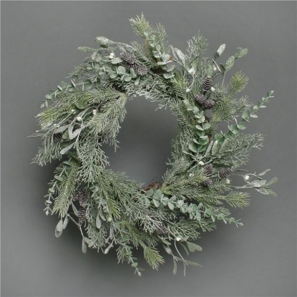 Frostiger Pinien & Mistelzweig Kranz