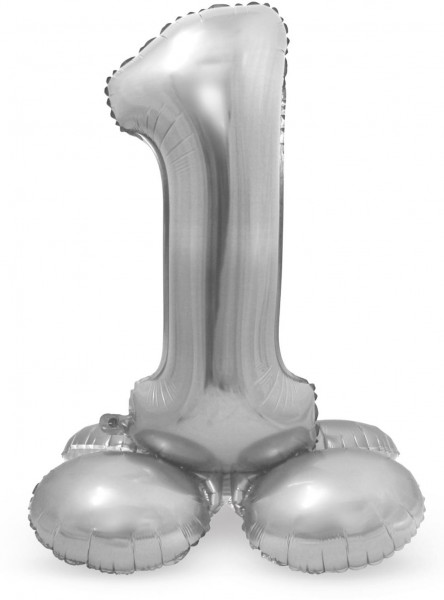 Zahl 1 Ballon silber 72cm