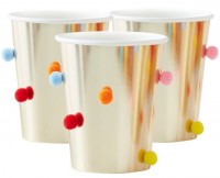 8 Mix & Match Bommel Pappbecher 250ml