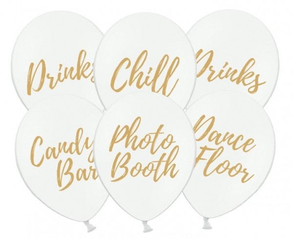 6 Chill out Party Luftballons weiß 30cm