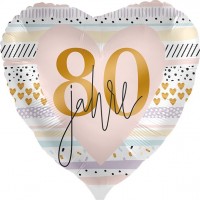 80 Rosige Jahre Herzballon 46cm
