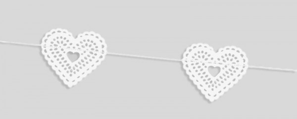 Spitzen Herzchen Girlande 1,8m x 8cm
