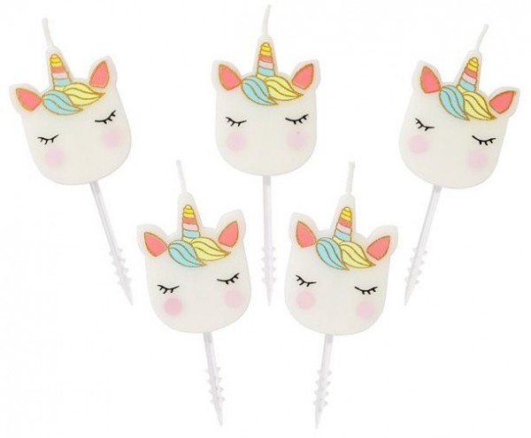 5 Blushing Unicorn Tortenkerzen 7cm