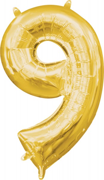 Mini Folienballon Zahl 9 gold 35cm