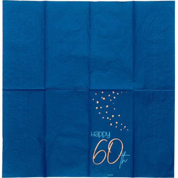 10 Elegant Blue 60th Birthday Servietten 33cm 3