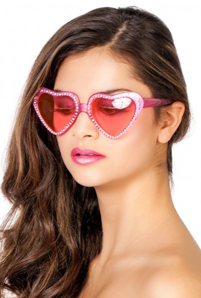 Rosa Herzchen Brille Mit Glitzersteinen