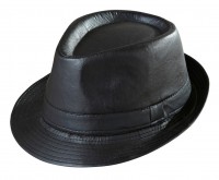Schwarzer Fedora Hut In Lederoptik