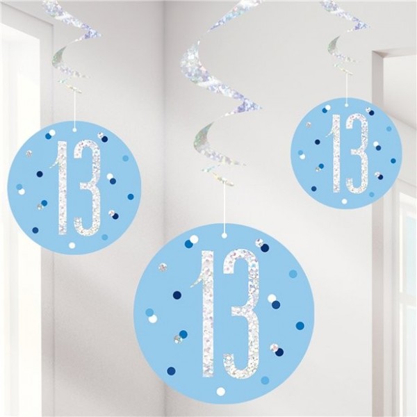 13. Geburtstag Hängedeko blau 6-teilig