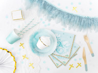 Vorschau: 10 Gestreifte Papier Strohhalme pastellblau 19,5cm