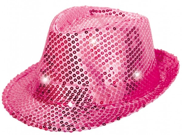 Pailletten LED Hut in Pink