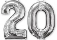 Folienballon Zahl 20 silber 66cm